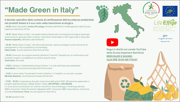 Made green in Italy- Il decollo operativo dello schema di certificazione dell’eccellenza ambientale dei prodotti italiani e il suo ruolo nella transizione ecologica